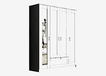 Шкаф Сканд 4 двери с одним зеркалом и ящиком белый