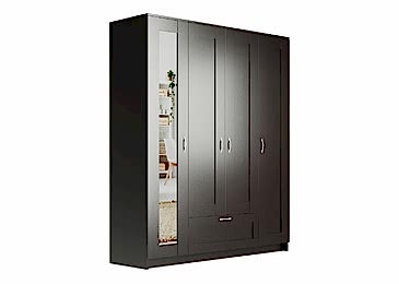 Шкаф Сканд 4 двери с одним зеркалом и ящиком дуб венге