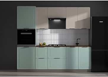 Кухня ФОКУС Мята/Латте 2,4 м с пеналом