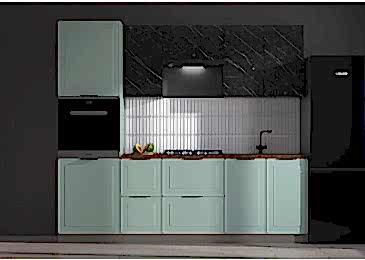 Кухня ФОКУС Мята/Мрамор Уистлер 2,4 м с пеналом