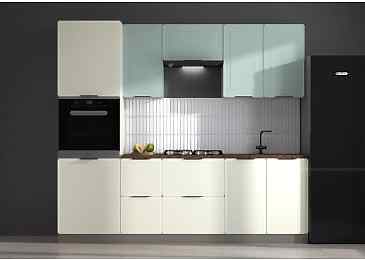 Кухня ФОКУС Панакота/Мята 2,4 м с пеналом