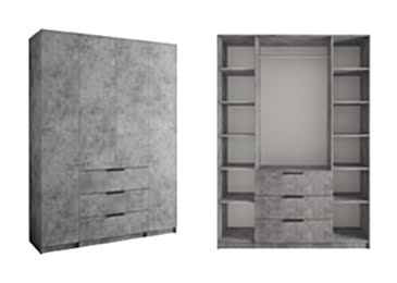 Шкаф четырехдверный Loker Бетон с ящиками