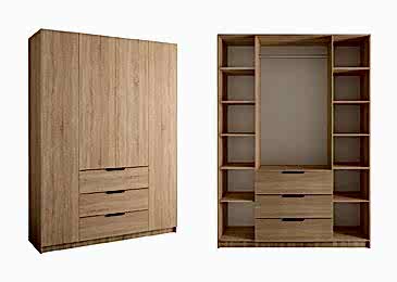 Шкаф четырехдверный Loker Сонома с ящиками
