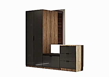 Прихожая 210 с зеркалом Графит